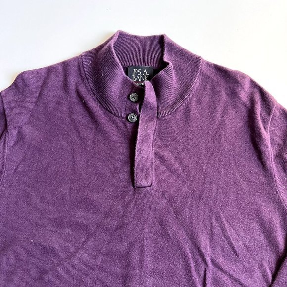 JOS A Bank Sweater Men's Size Large Pullover Quarter Button Pima Casual Purple - Picture 3 of 7